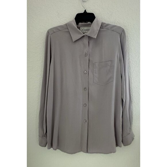 Vtg‎ Nygard Collection Womens 100% Silk Button Up Shirt S Lavender L/S Old Money - Picture 1 of 14